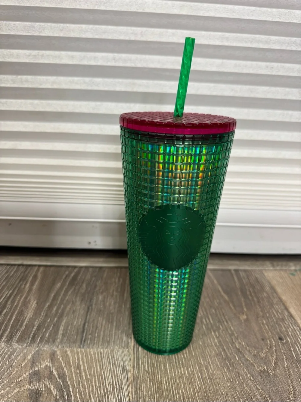 Starbucks 24 oz Watermelon Green Studded Tumbler with Pink Lid